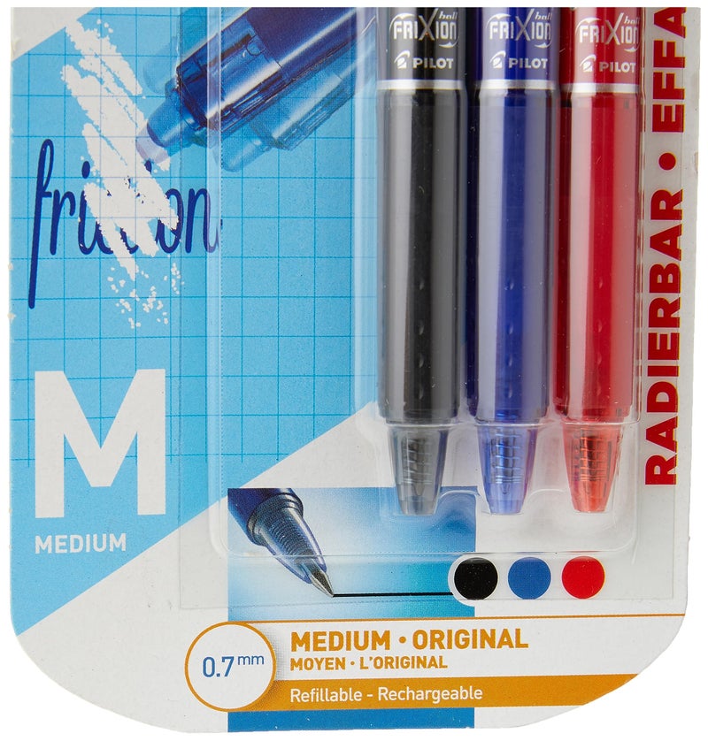 بايلوت كرة دوارة قابلة للسحب وقابلة للمسح من بايلوت فريكسيون كليكر، برأس 0.7 مم - أسود/أزرق/أحمر، عبوة من 3 قطع - Image 2